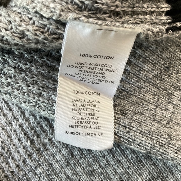 White + Warren Extended Shoulder V-Neck Sweater High & Low Cotton Grey Large - Picture 11 of 11